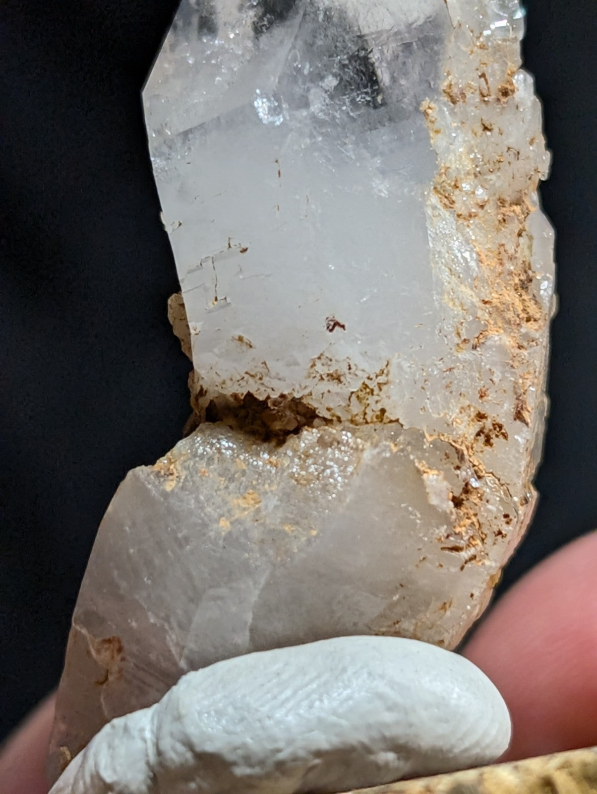 Super Curved Quartz Crystal Point, Montgomery County, Arkansas, w/ wood base