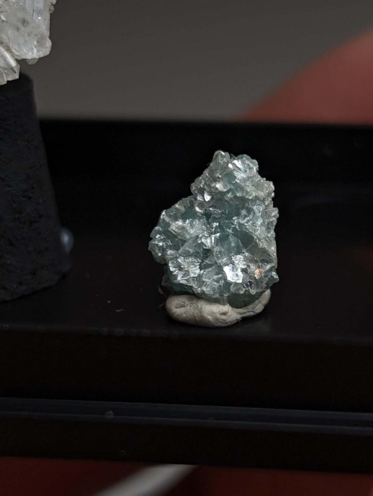 Set of Blue-Green Cookeite + Quartz, Saline County, Arkansas, Old Stock, + case