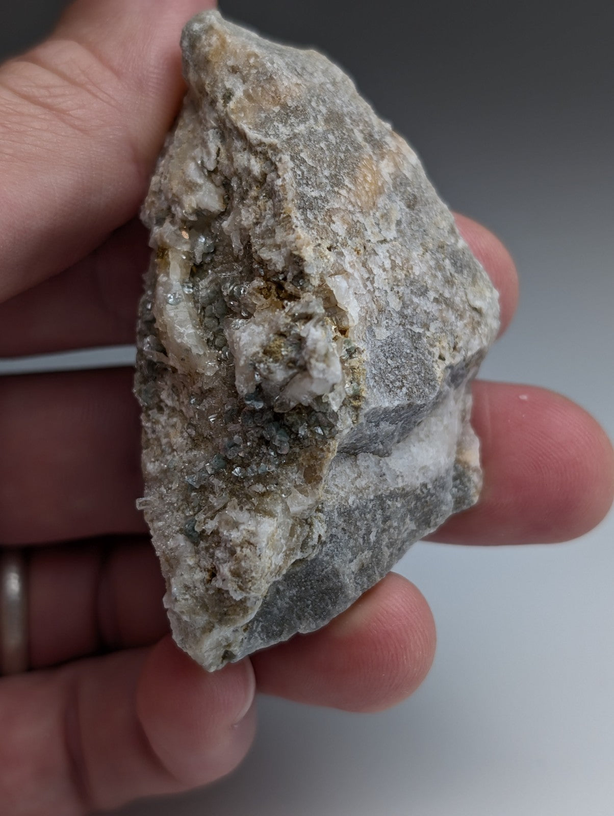 Blue-Green Cookeite on Quartz, Saline County, Arkansas, Old Stock, UV Reactive