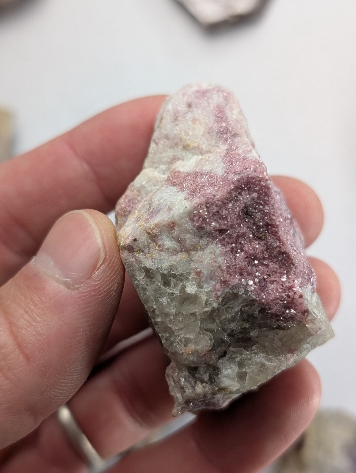 Amethyst, Tourmaline, Apatite, Pyrophyllite, Lepidolite, Flat of 9 OOAK Minerals