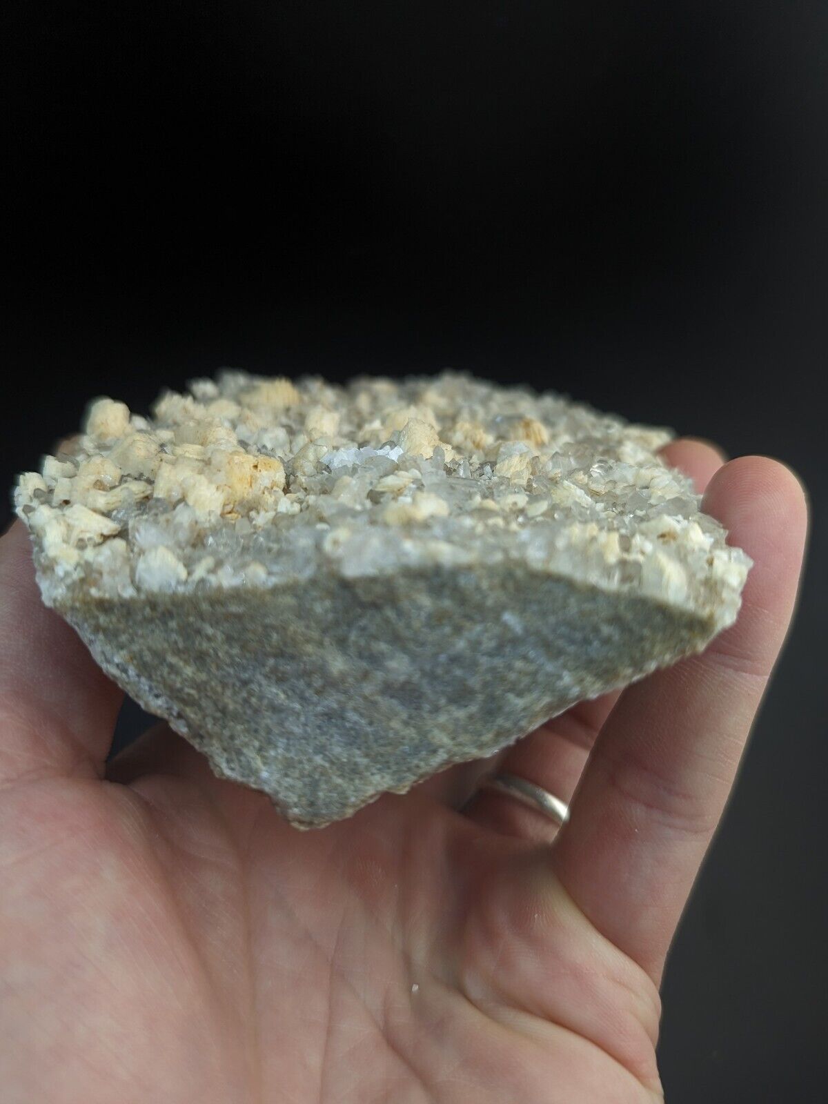 Adularia on Quartz Crystal Cluster Montgomery County Arkansas Unique! - Collectibles:Rocks Fossils & Minerals:Crystals