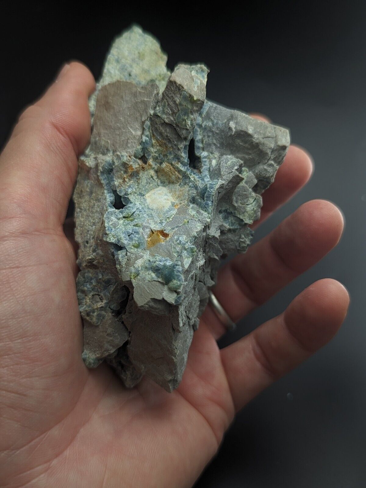 Blue-Green Wavellite - Delinde / Schmitt mine - Garland County Arkansas - Collectibles:Rocks Fossils &