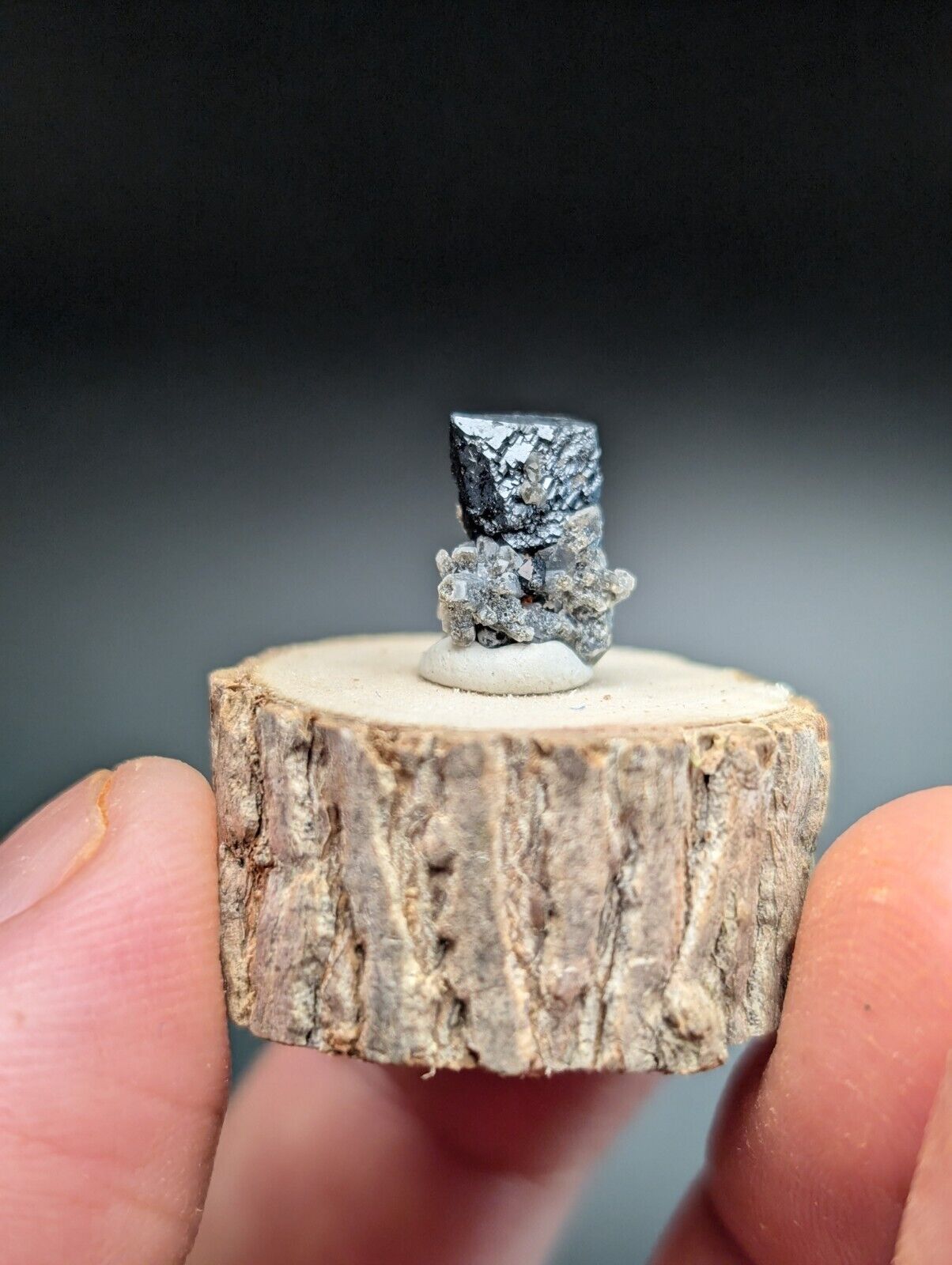 Metallic gray crystal cluster.