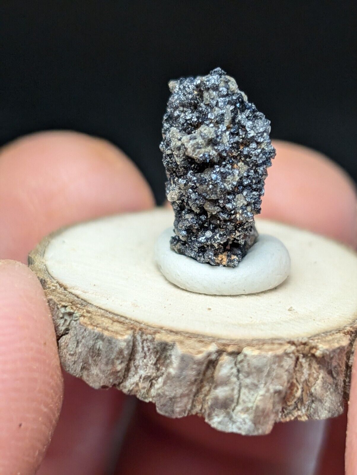 Brookite on Smoky Quartz Magnet Cove Arkansas USA Old Stock w/ wood display - Collectibles:Rocks Fossils &