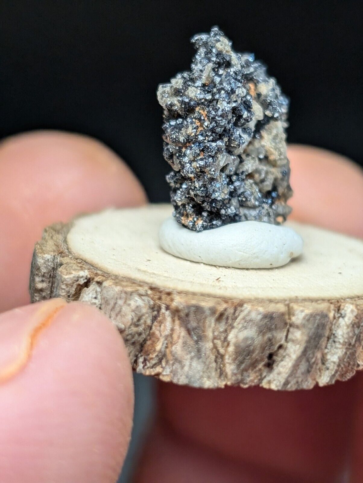 Brookite on Smoky Quartz Magnet Cove Arkansas USA Old Stock w/ wood display - Collectibles:Rocks Fossils &