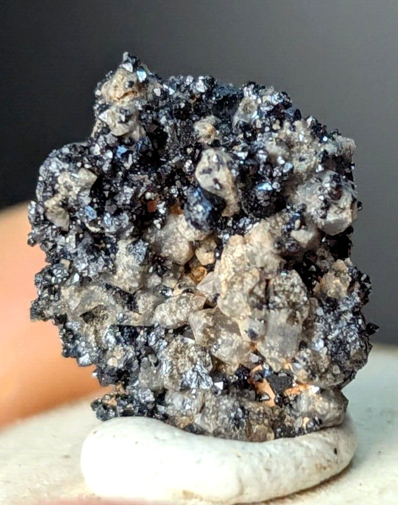 Brookite on Smoky Quartz Magnet Cove Arkansas USA Old Stock w/ wood display - Collectibles:Rocks Fossils &