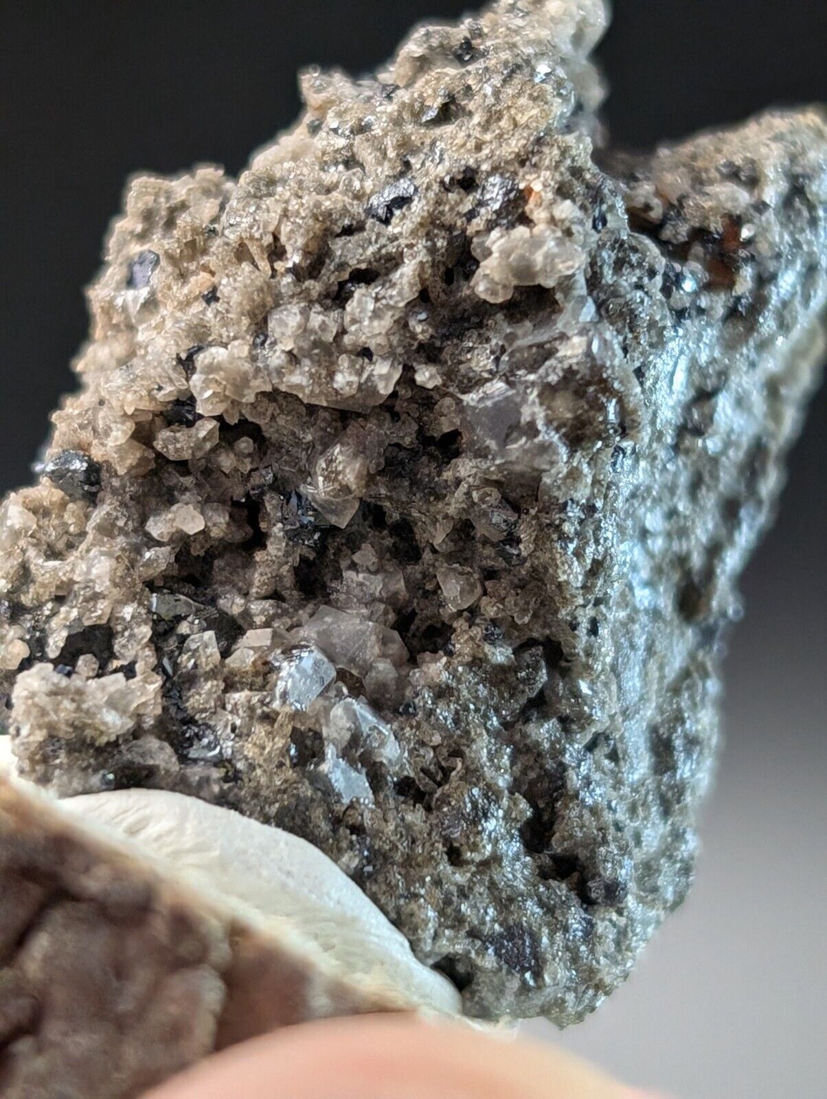 Rough, gray mineral specimen.