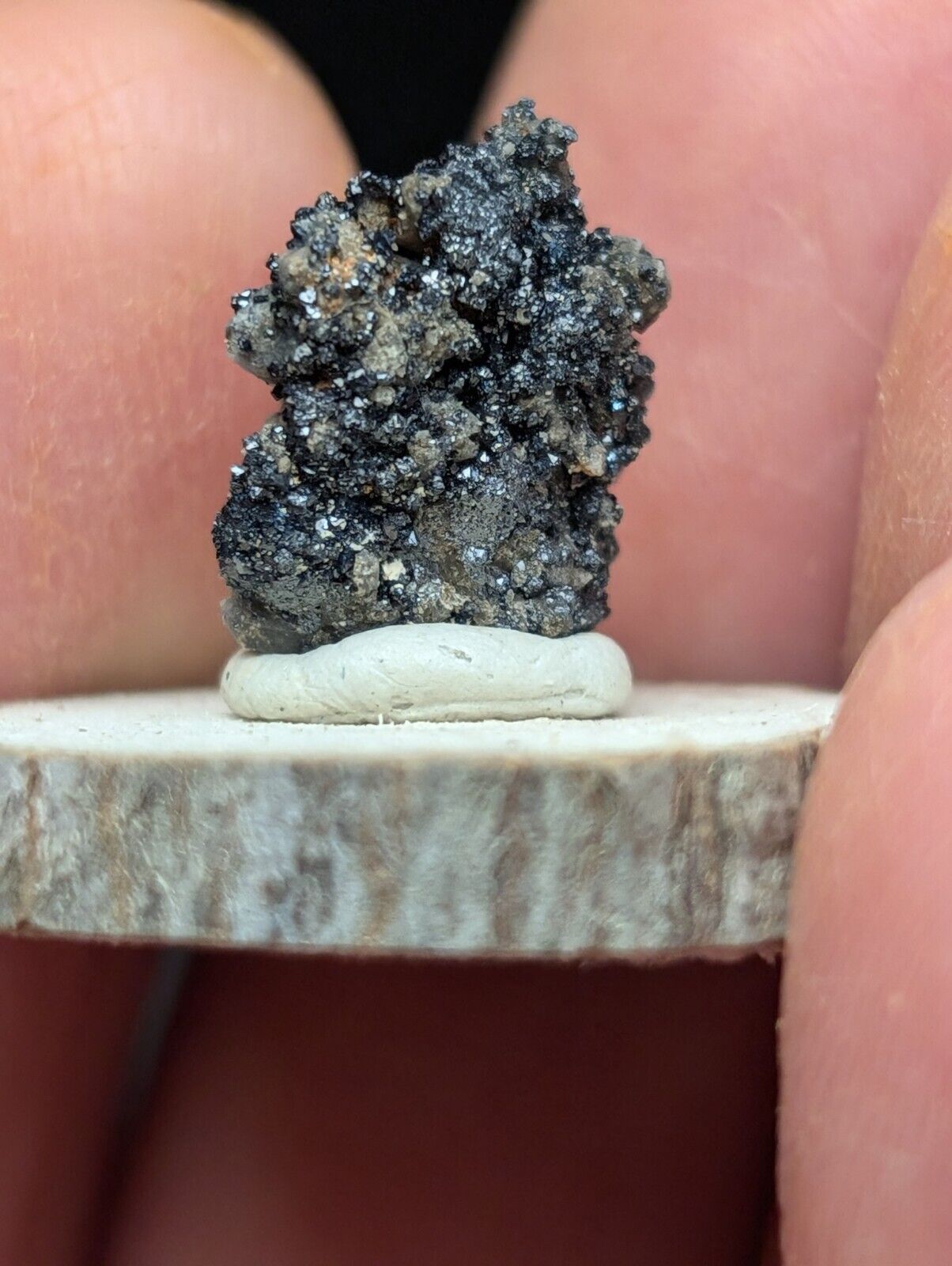 Brookite on Smoky Quartz Magnet Cove Arkansas USA Old Stock w/ wood display - Collectibles:Rocks Fossils &