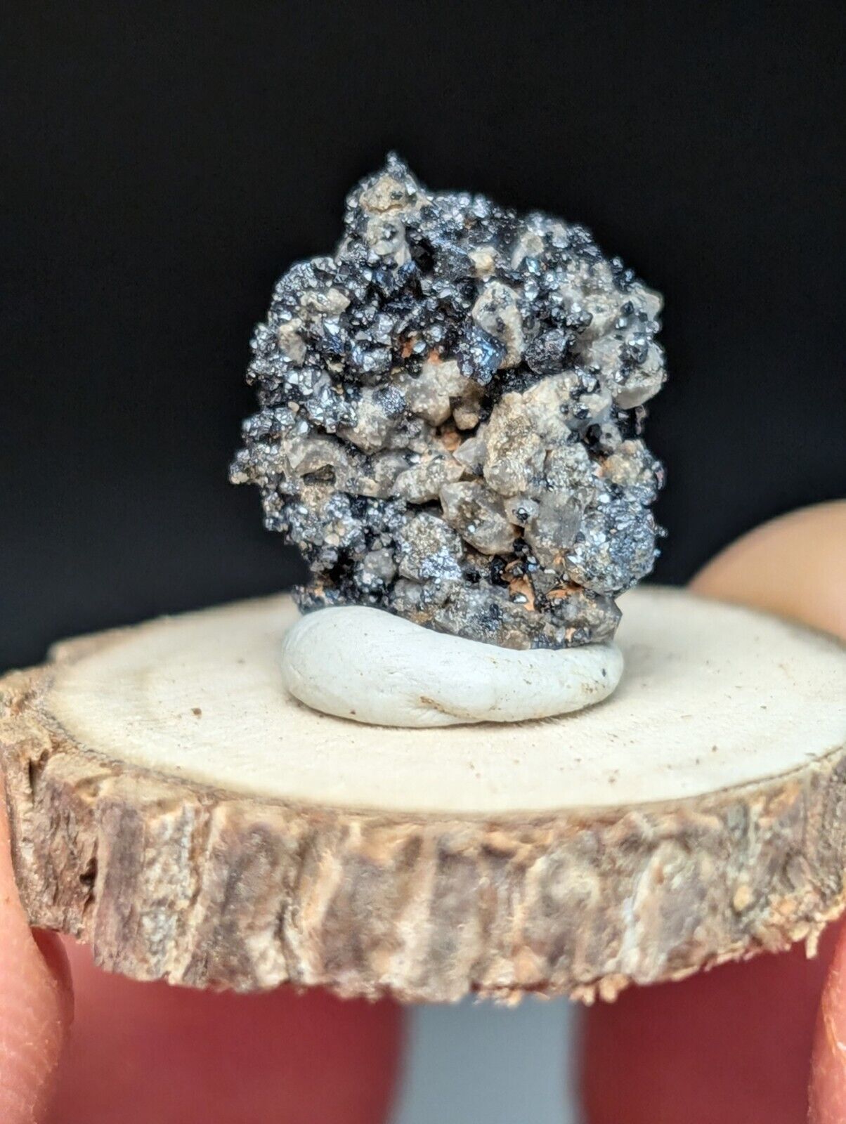 Brookite on Smoky Quartz Magnet Cove Arkansas USA Old Stock w/ wood display - Collectibles:Rocks Fossils &