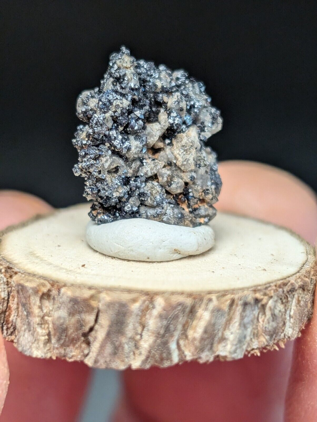 Brookite on Smoky Quartz Magnet Cove Arkansas USA Old Stock w/ wood display - Collectibles:Rocks Fossils &