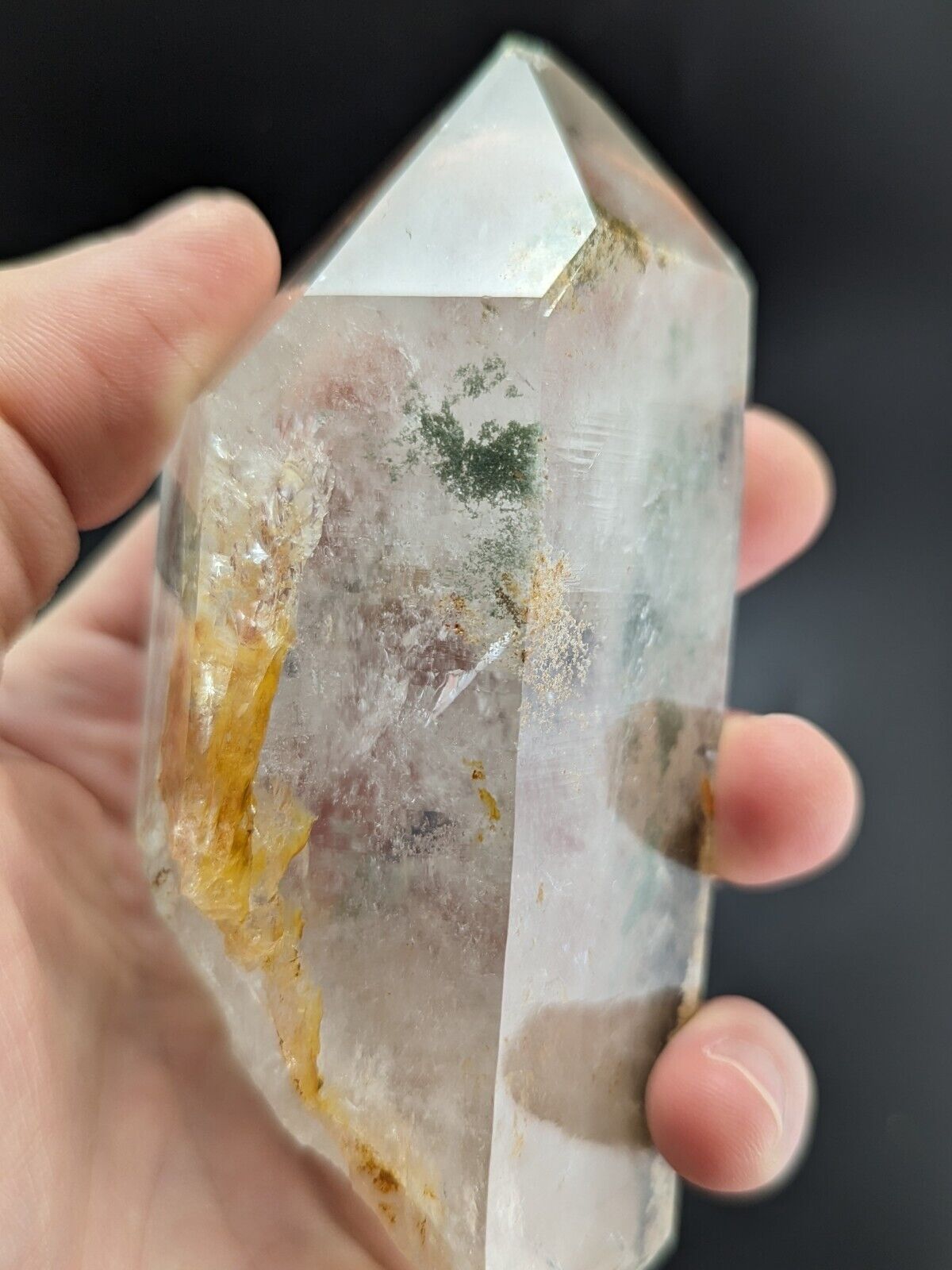 Chlorite Quartz Crystal Point Willis Mine Paron Arkansas old stock 1970s - Collectibles:Rocks Fossils &