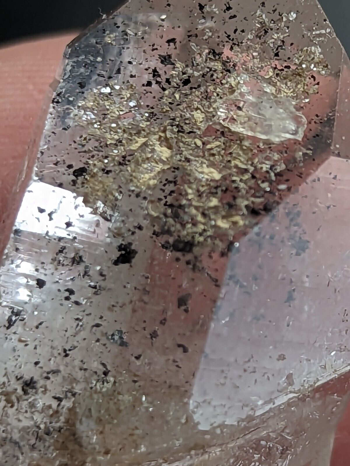Clear Quartz Crystal w/ Black inclusions - Montgomery County Arkansas ooak - Collectibles:Rocks Fossils &