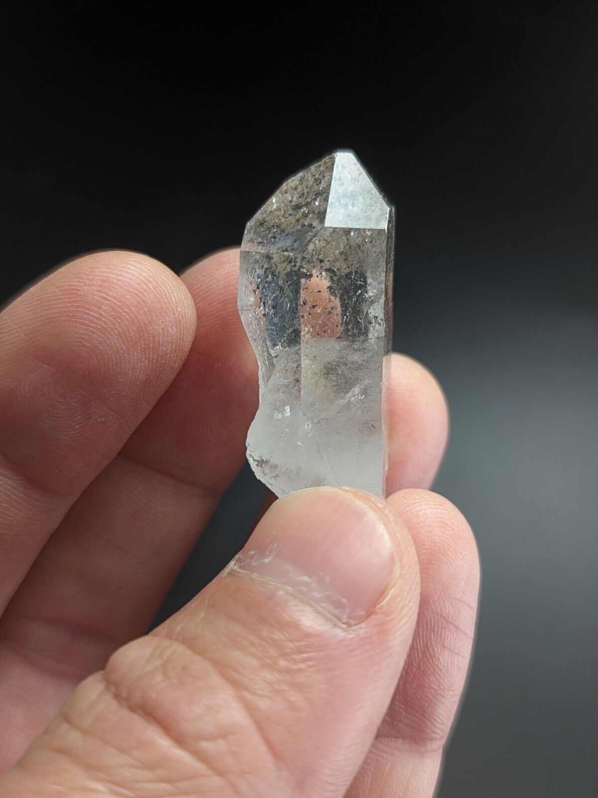 Clear Quartz Crystal w/ Black inclusions - Montgomery County Arkansas ooak - Collectibles:Rocks Fossils &