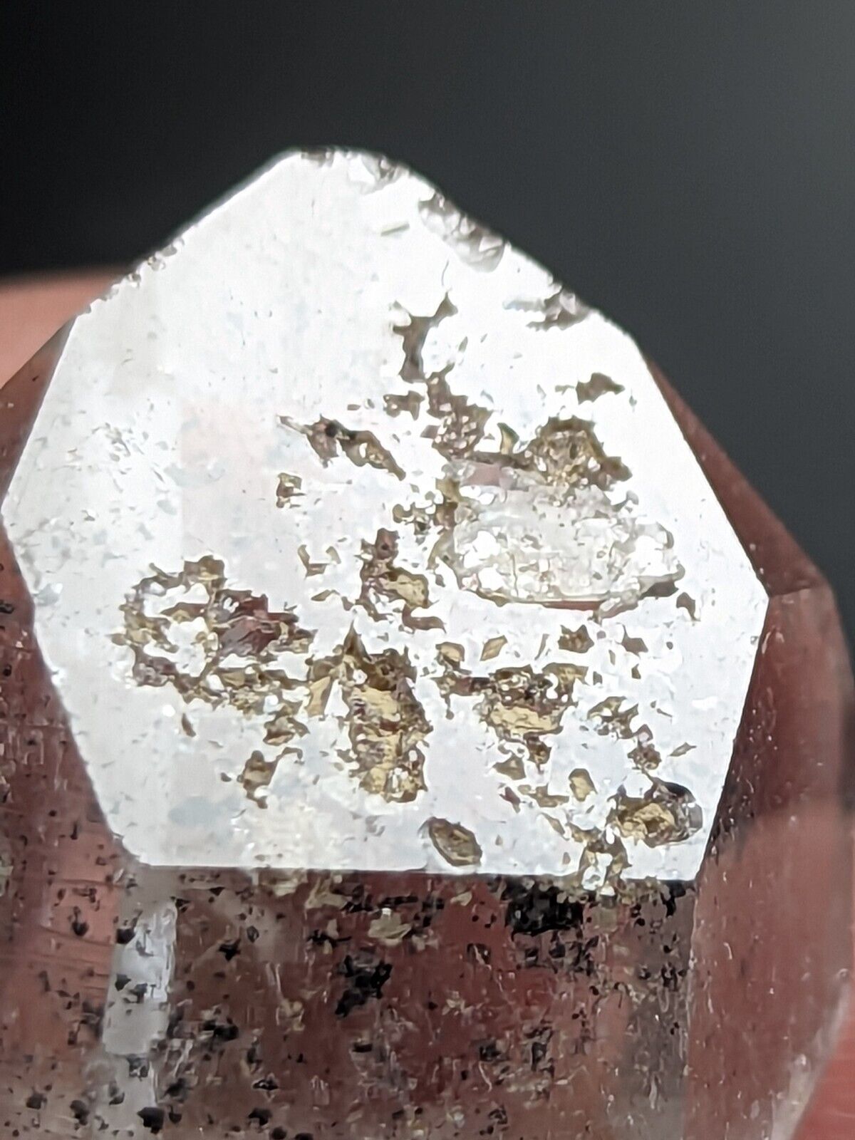 Clear Quartz Crystal w/ Black inclusions - Montgomery County Arkansas ooak - Collectibles:Rocks Fossils &