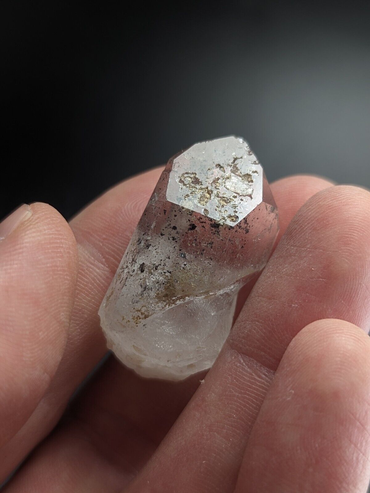 Clear Quartz Crystal w/ Black inclusions - Montgomery County Arkansas ooak - Collectibles:Rocks Fossils &