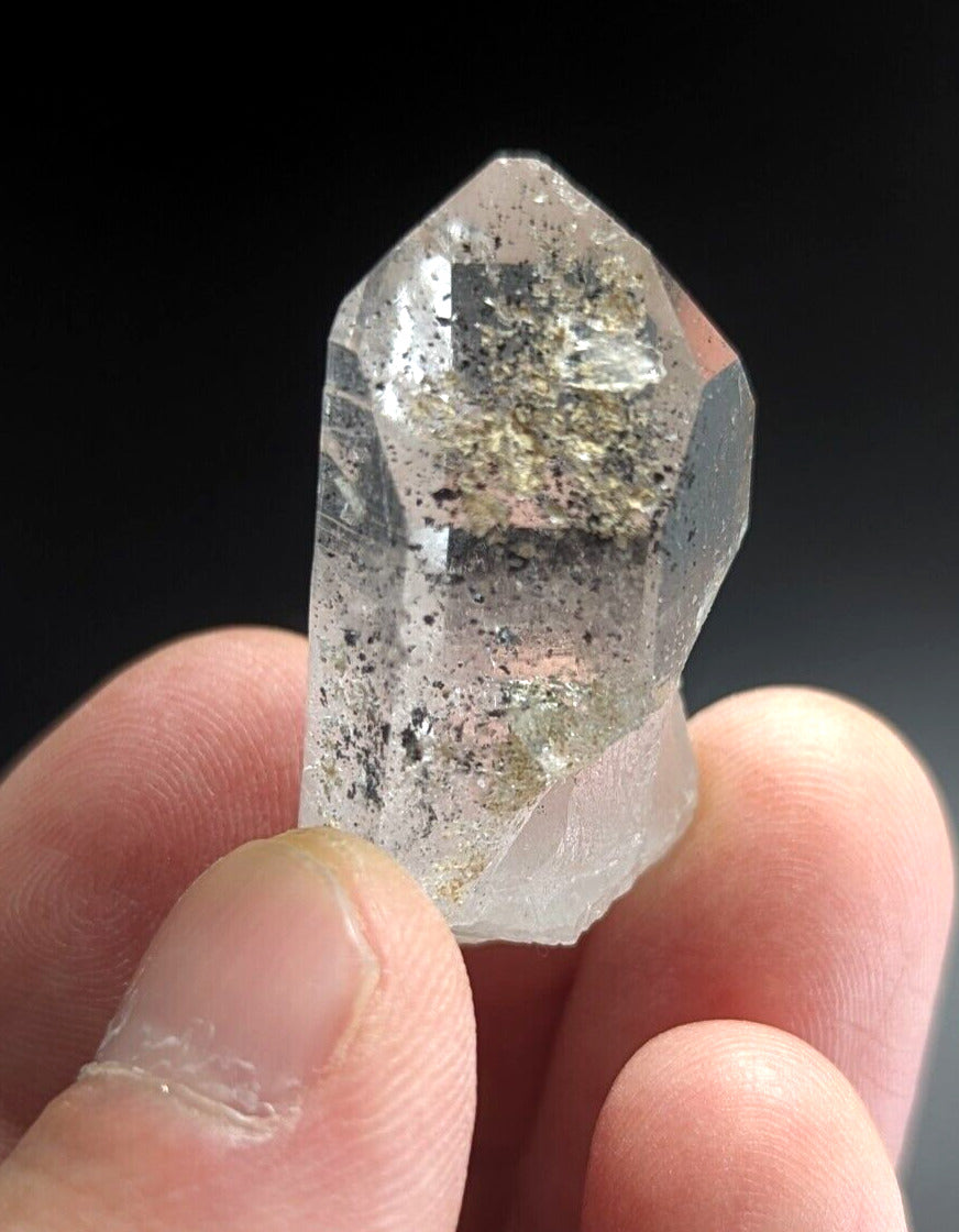 Clear Quartz Crystal w/ Black inclusions - Montgomery County Arkansas ooak - Collectibles:Rocks Fossils &