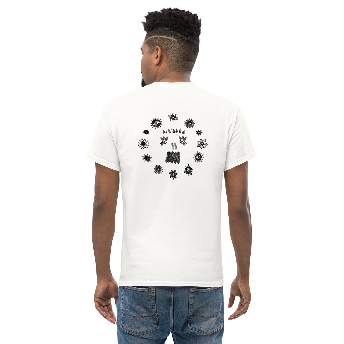 Crystal Skullflowers (Black Ink) unisex/mens/womens - Arkansas Minerals - White / S