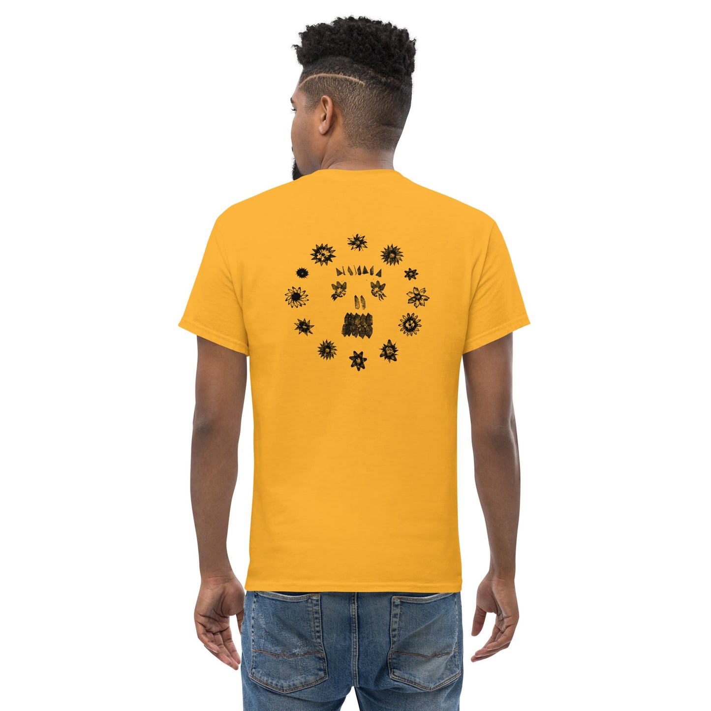 Crystal Skullflowers (Black Ink) unisex/mens/womens - Arkansas Minerals - Gold / S