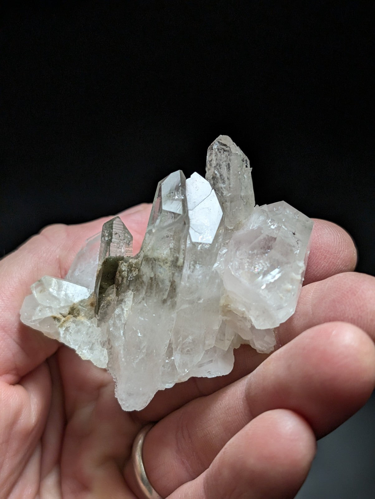 Green Chlorite Phantom Quartz Crystal North of Willis Mine Paron Arkansas - Collectibles:Rocks Fossils &
