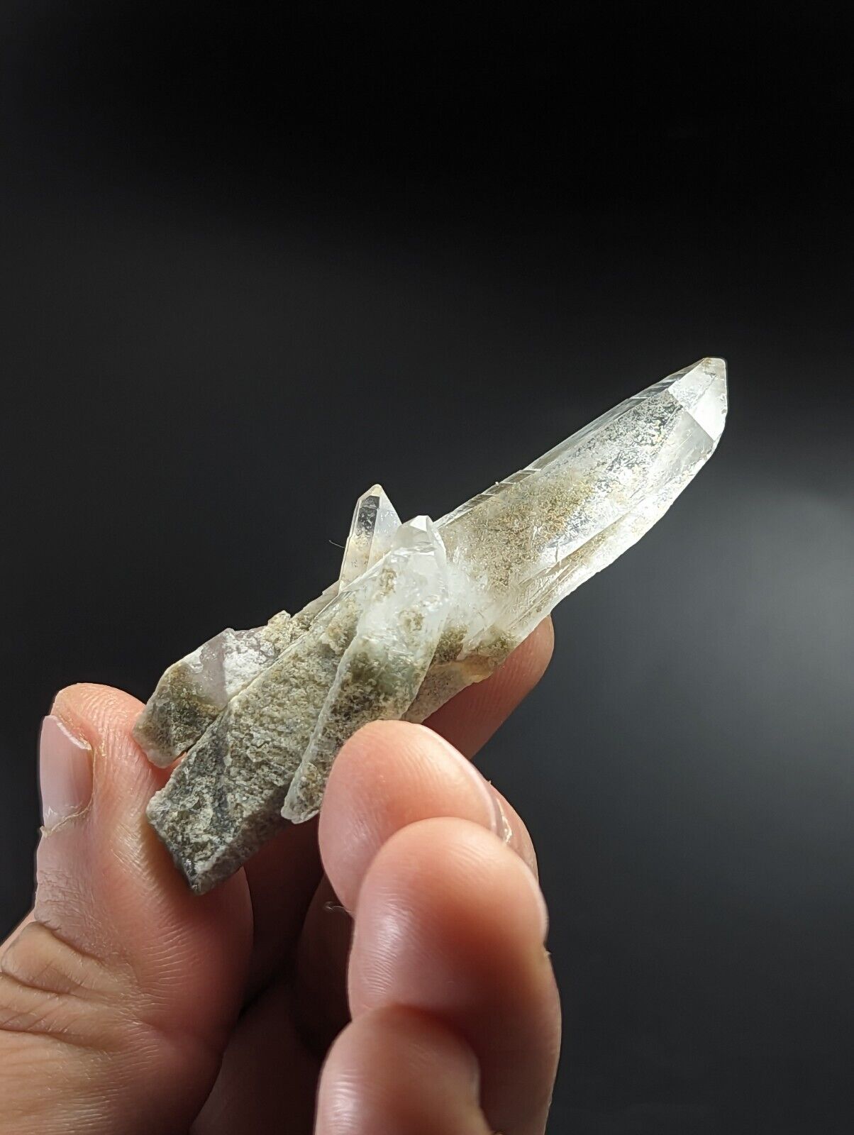 Green Chlorite Quartz Crystal Point North of Willis Mine Paron Arkansas Rare - Collectibles:Rocks Fossils &