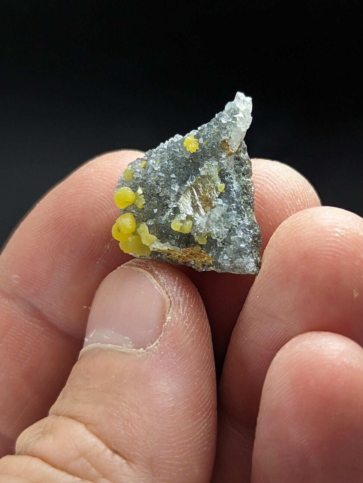 Greenockite included Smithsonite on Quartz/Sphalerite Rush Marion Co Arkansas UV Reactive - Collectibles:Rocks Fossils