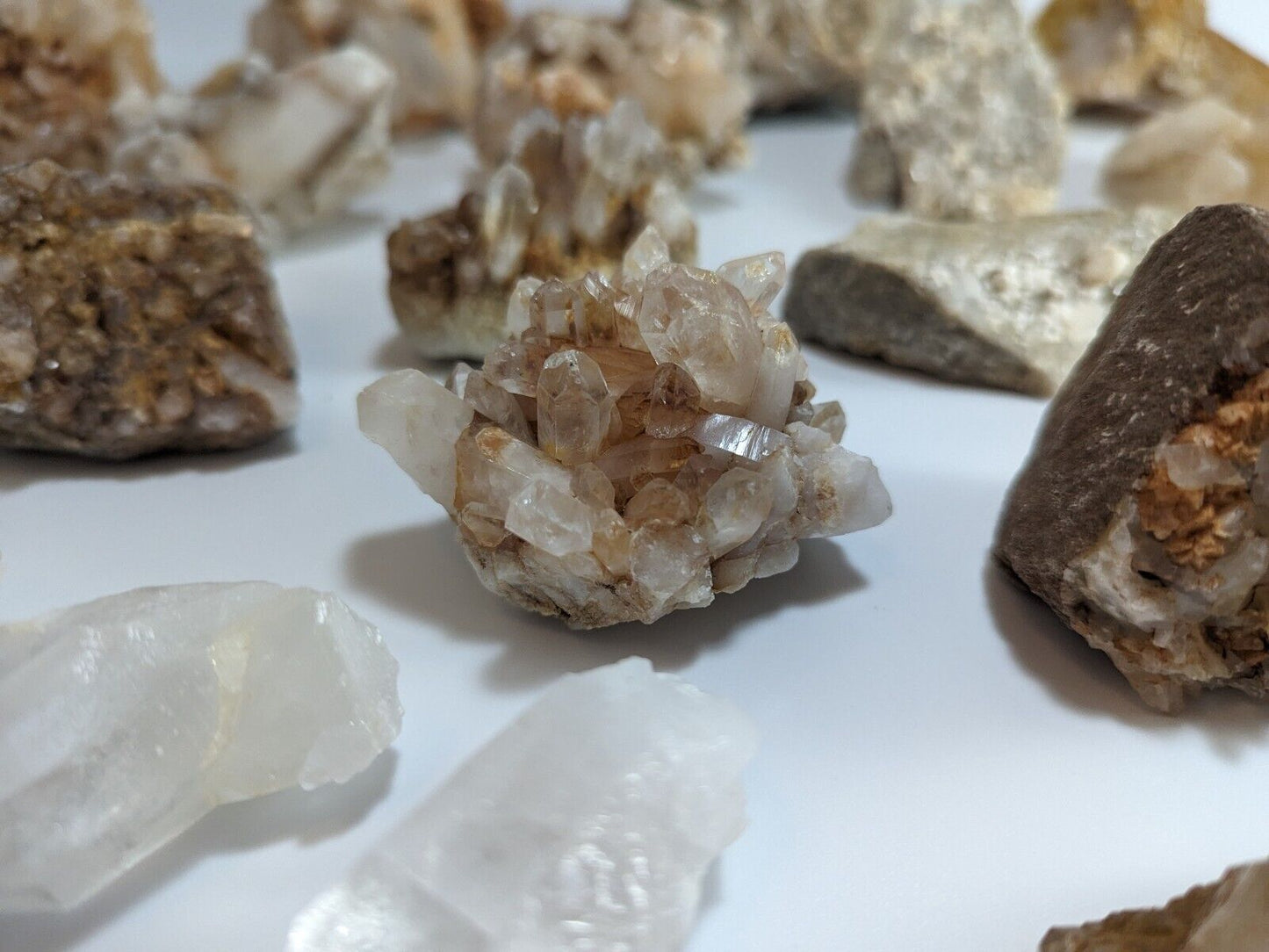 Mystery set of 10 mixed-grade Quartz Crystals for Home and Garden- Arkansas USA - Collectibles:Rocks Fossils &
