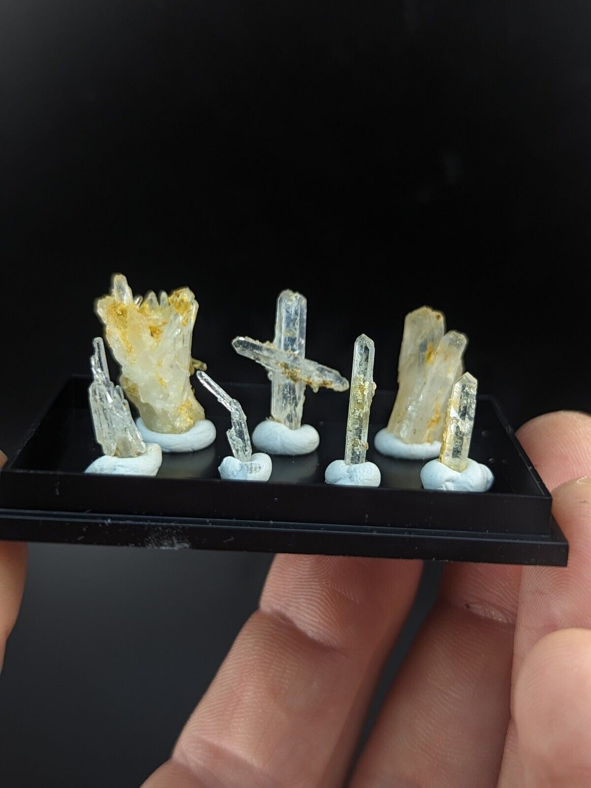 Rare Solution Quartz Crystals- Unique Set of 7 w/case - Jeffrey Quarry Arkansas - Collectibles:Rocks Fossils &