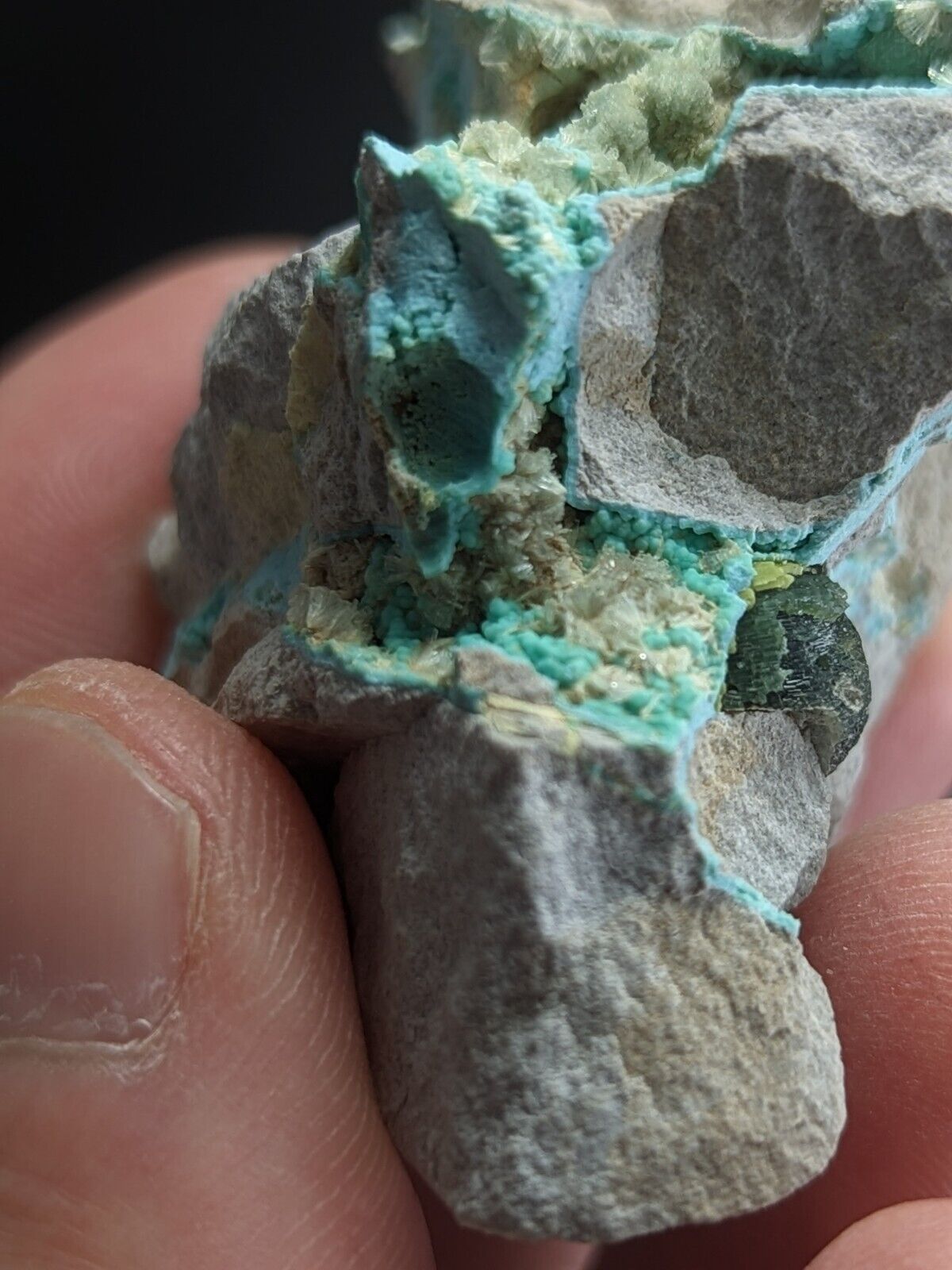 Rare Wavellite on Rashleighite Polk County Arkansas Old Stock ex Delinde - Collectibles:Rocks Fossils &