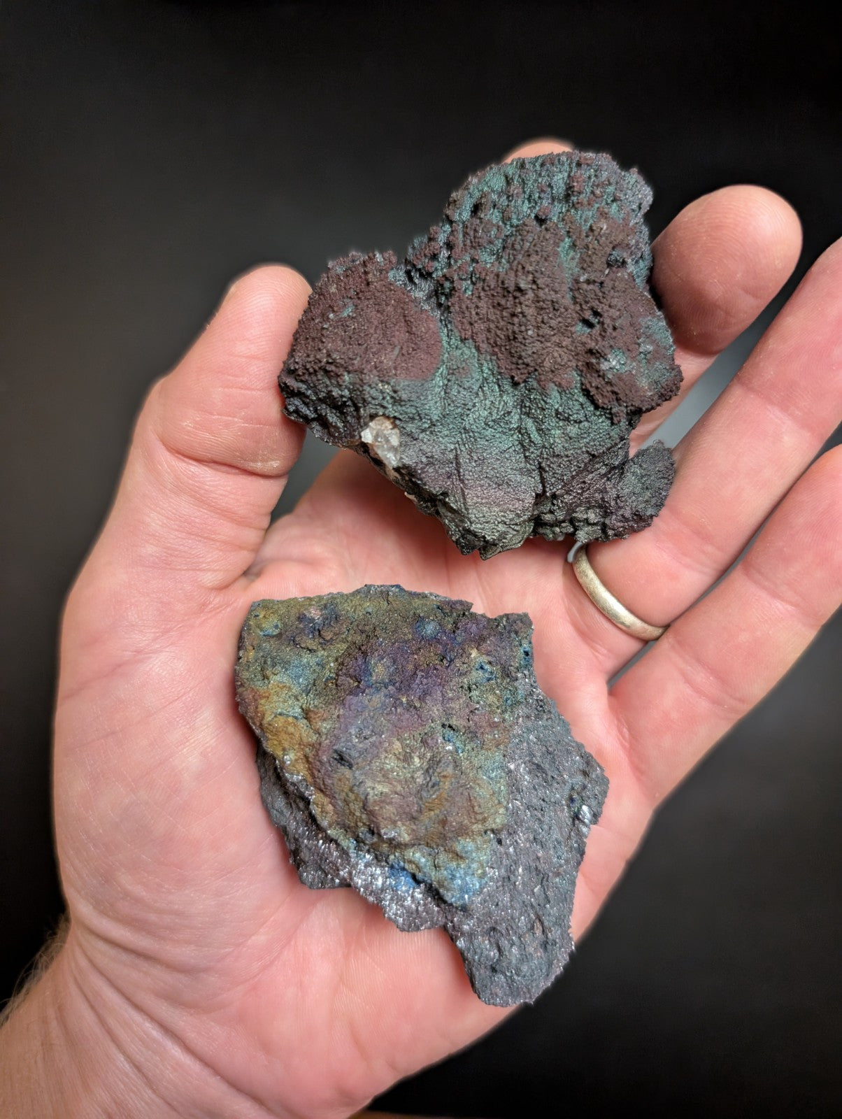 Set of 2 Turgites Iridescent Hematite Specimens Graves Mountain Georgia OOAK - Collectibles:Rocks Fossils &