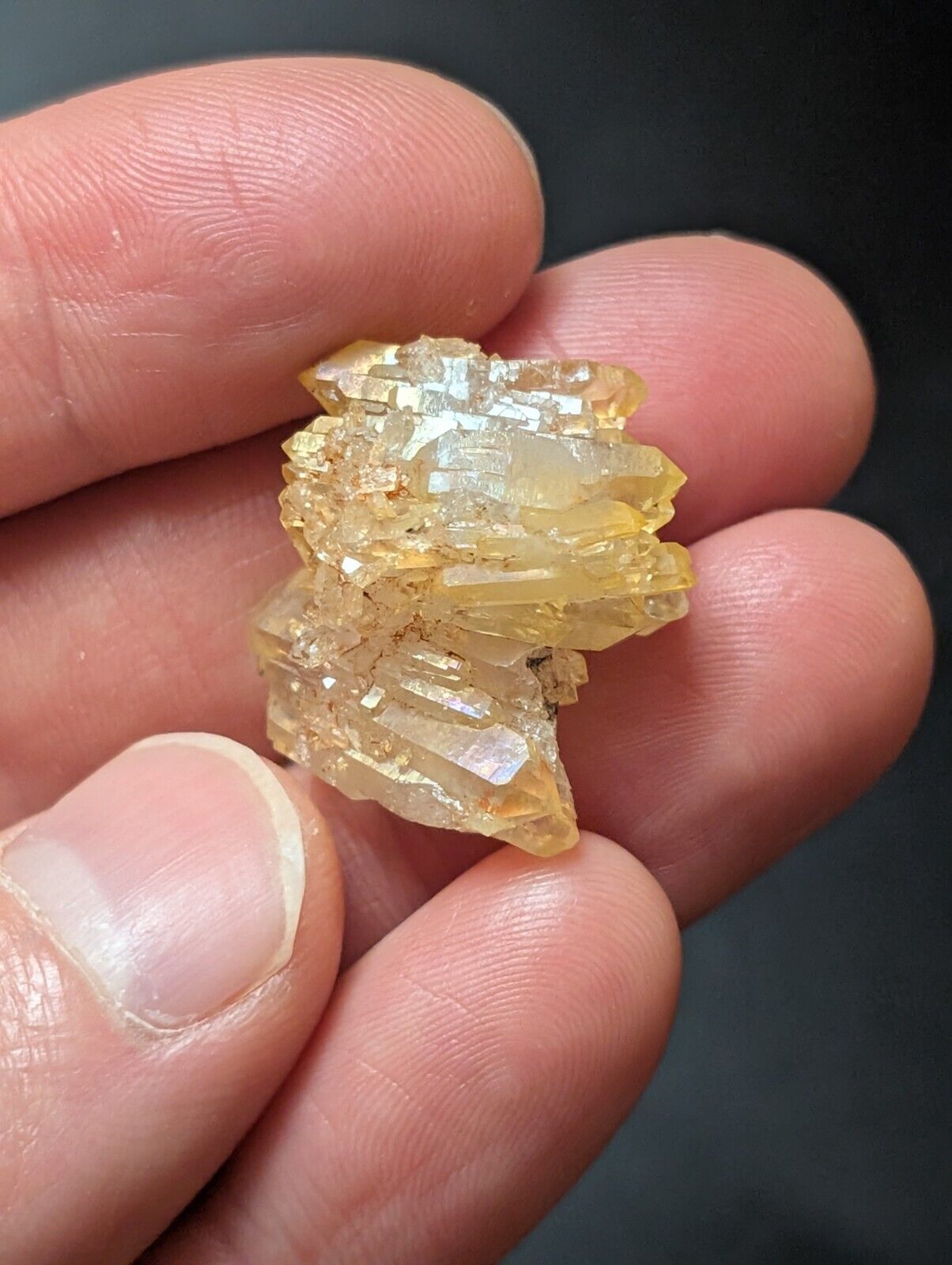 Set of 3 Arkansas Quartz Crystals w/ Natural Iridescence Unique & OOAK - Collectibles:Rocks Fossils Minerals:Crystals