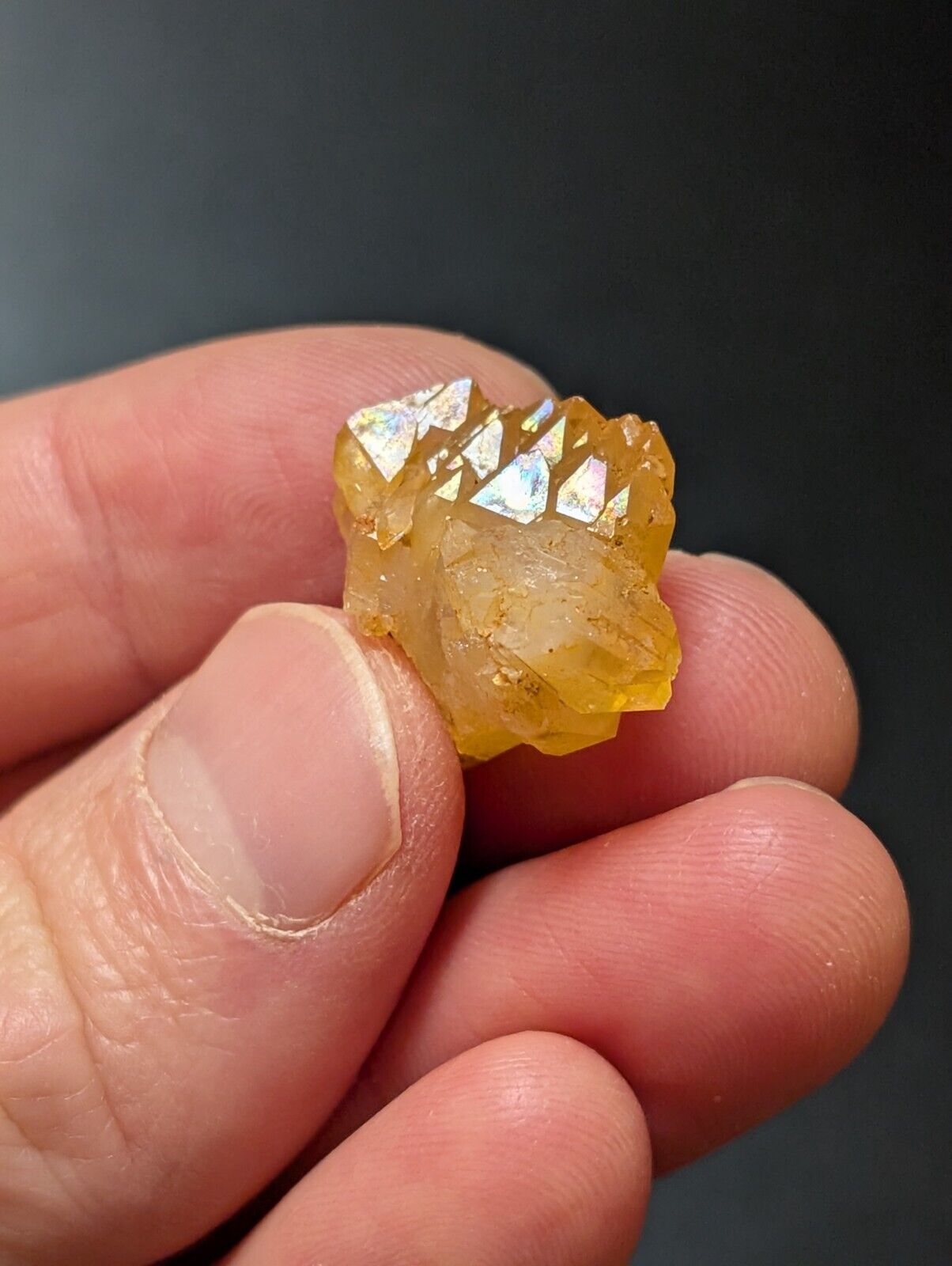 Set of 3 Arkansas Quartz Crystals w/ Natural Iridescence Unique & OOAK - Collectibles:Rocks Fossils Minerals:Crystals