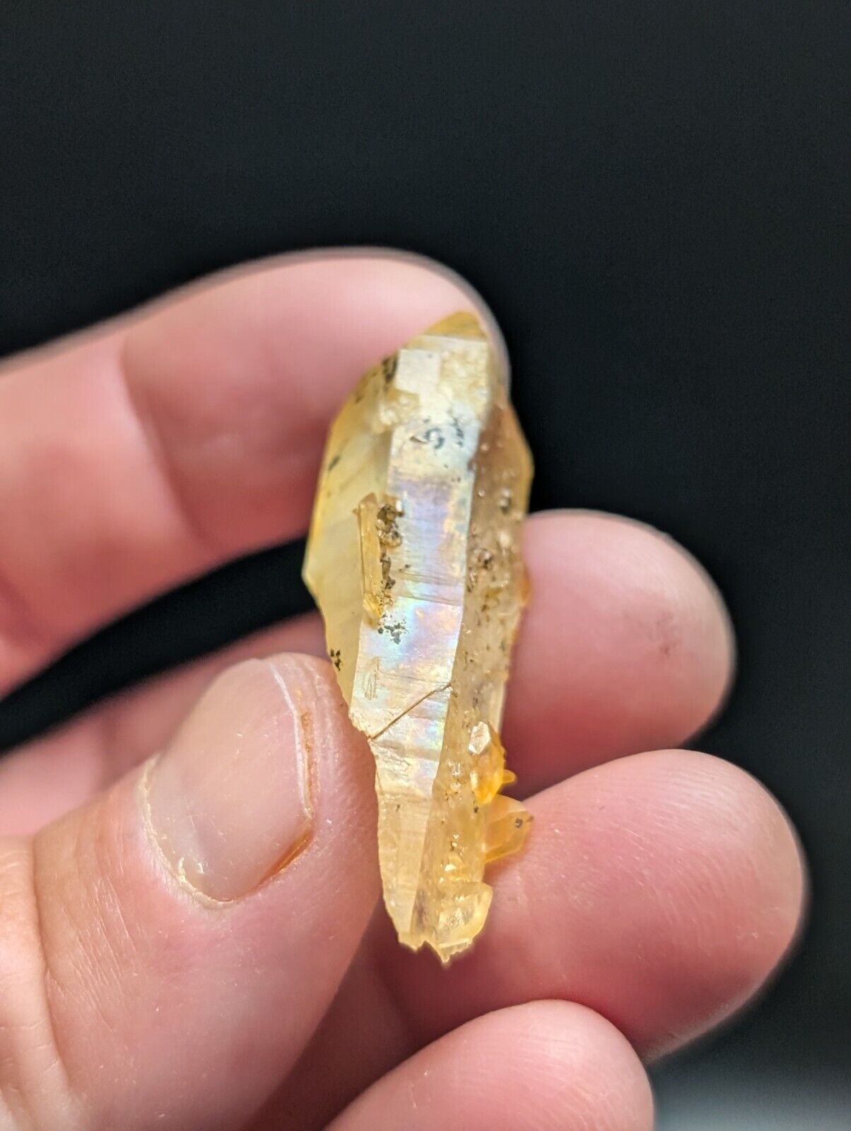 Set of 9 Arkansas Quartz Crystal Points w/ Natural Iridescence OOAK Vibrant set - Collectibles:Rocks Fossils &
