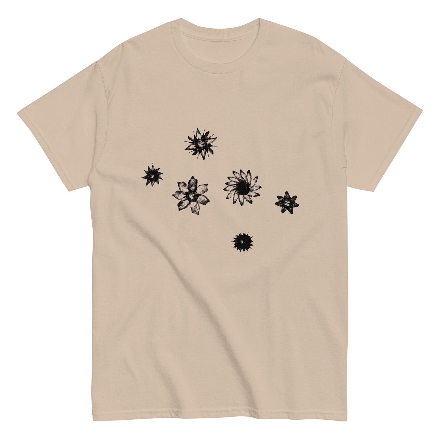 Starflowers Tee (Black Ink) unisex/mens/womens - Arkansas Minerals - Sand / S