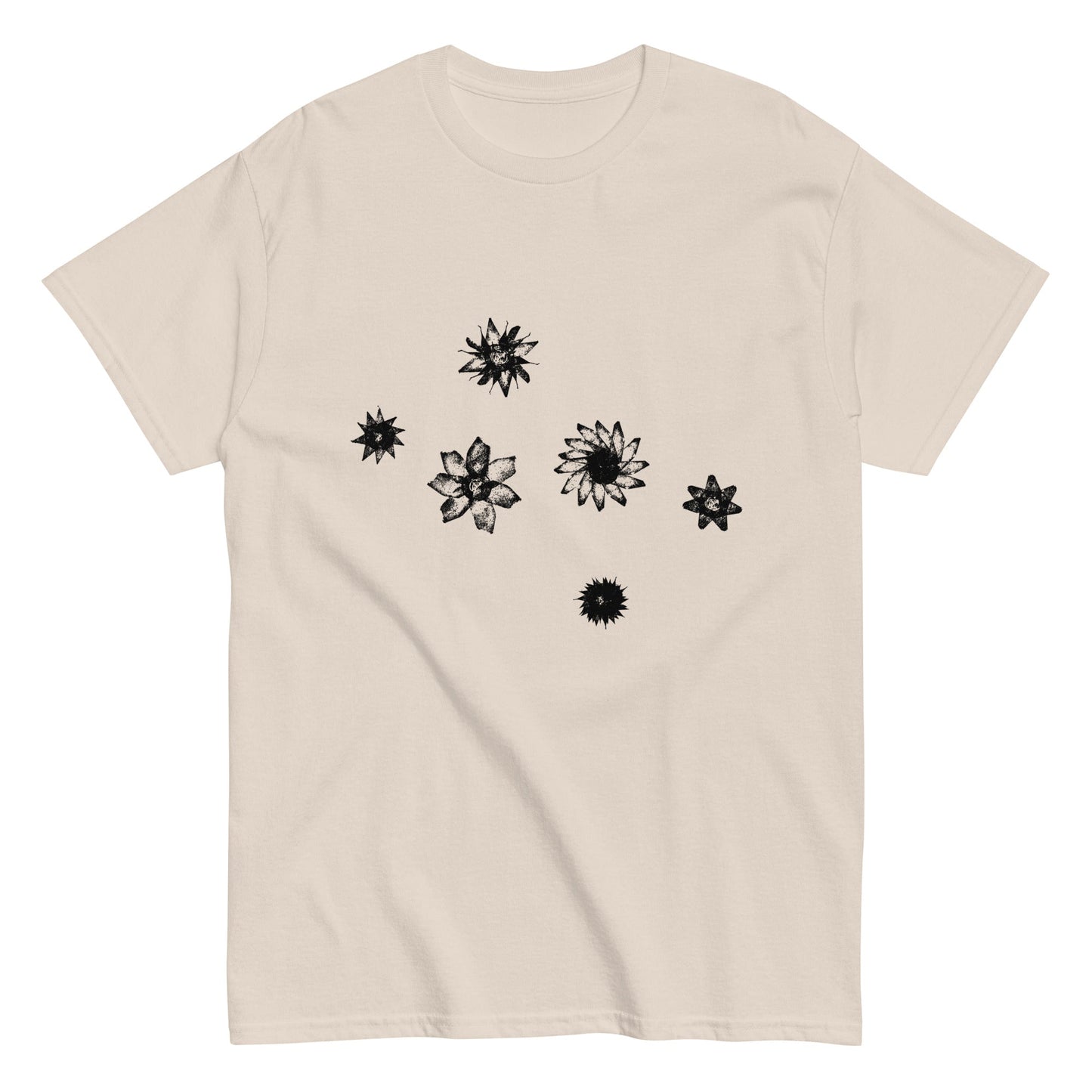 Starflowers Tee (Black Ink) unisex/mens/womens - Arkansas Minerals - Natural / S