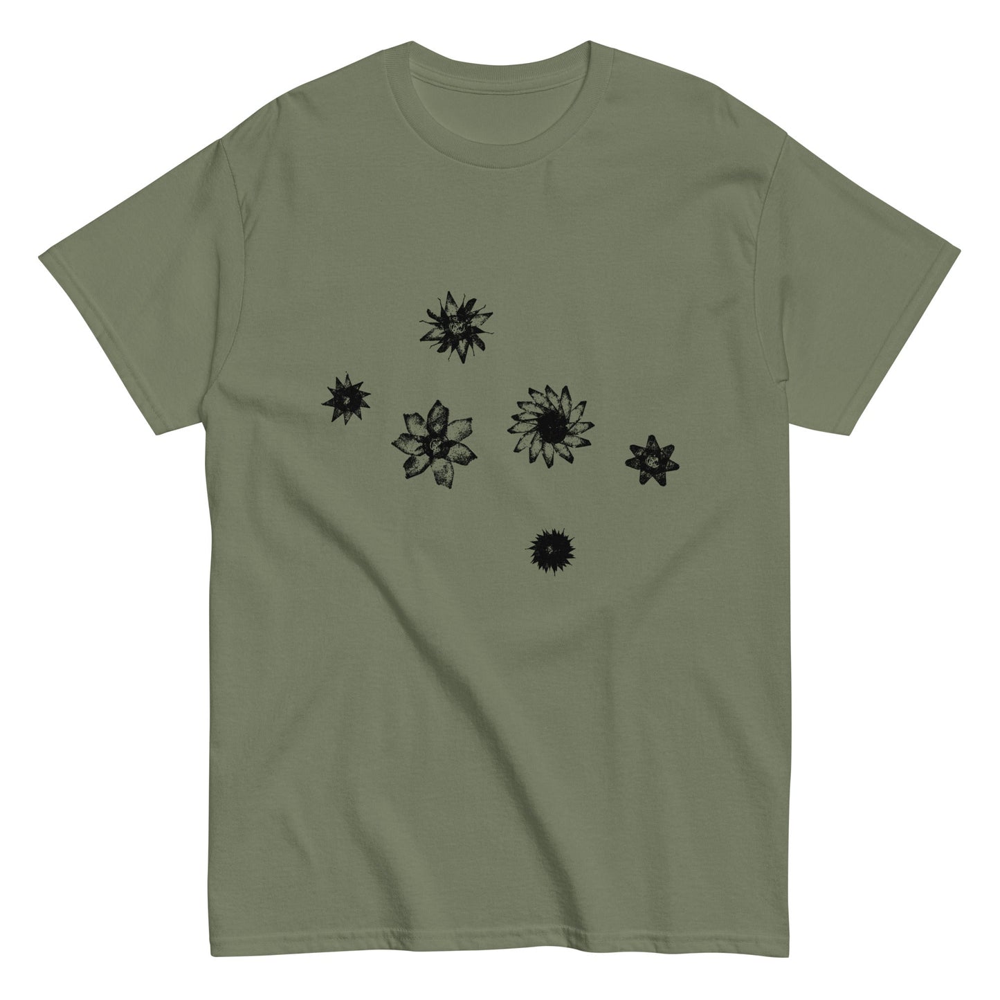 Starflowers Tee (Black Ink) unisex/mens/womens - Arkansas Minerals - Military Green / S