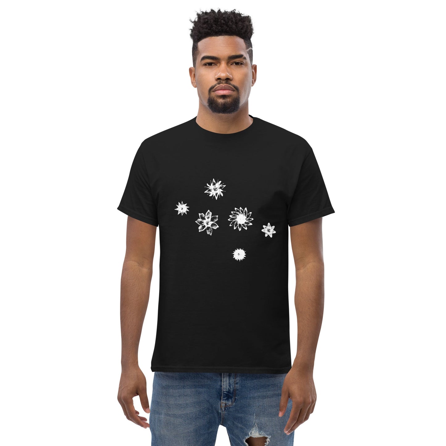 Starflowers Tee (White Ink) unisex/mens/womens - Arkansas Minerals - Black / S