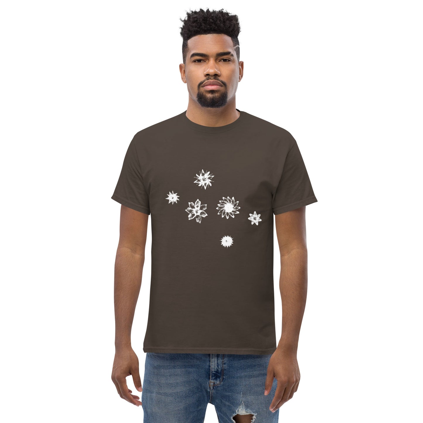 Starflowers Tee (White Ink) unisex/mens/womens - Arkansas Minerals - Dark Chocolate / S