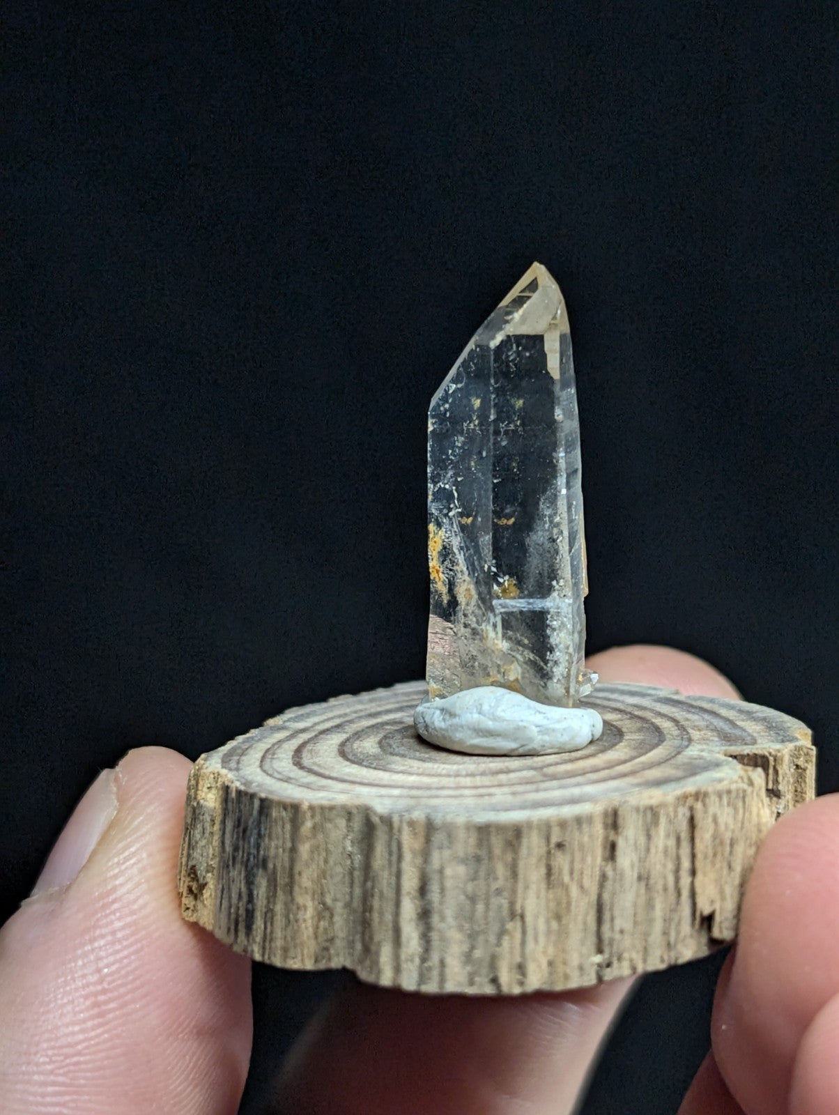 Phantom Quartz Crystal Point, Old Stock, Montgomery County, Arkansas, w/ base