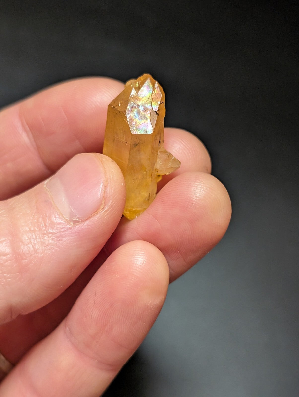 Set of 3 Arkansas Quartz Crystals w/ Natural Iridescence, Unique & OOAK