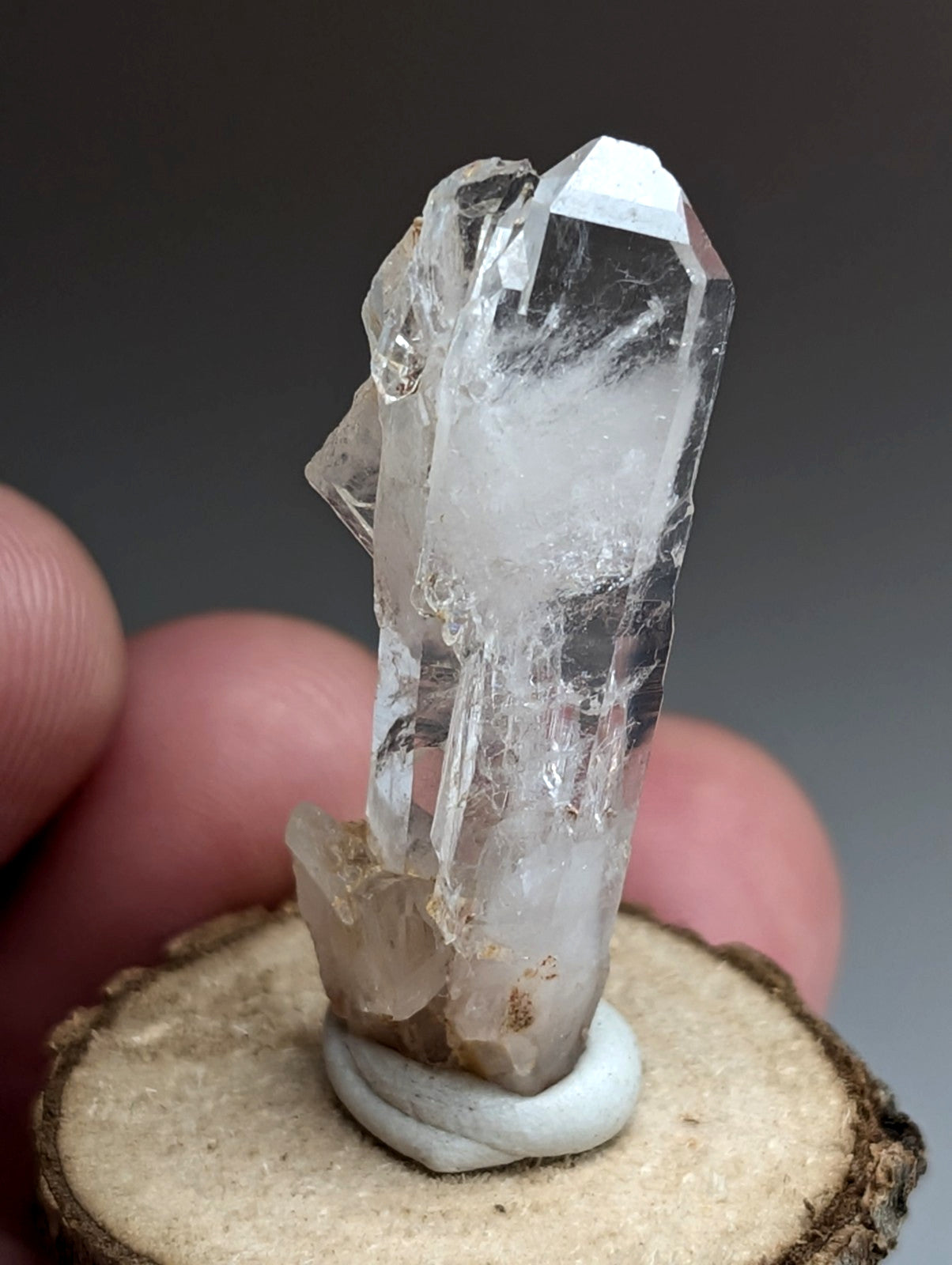 Unique Faden Quartz Crystal, Montgomery County, Arkansas, USA, w/ wood mount