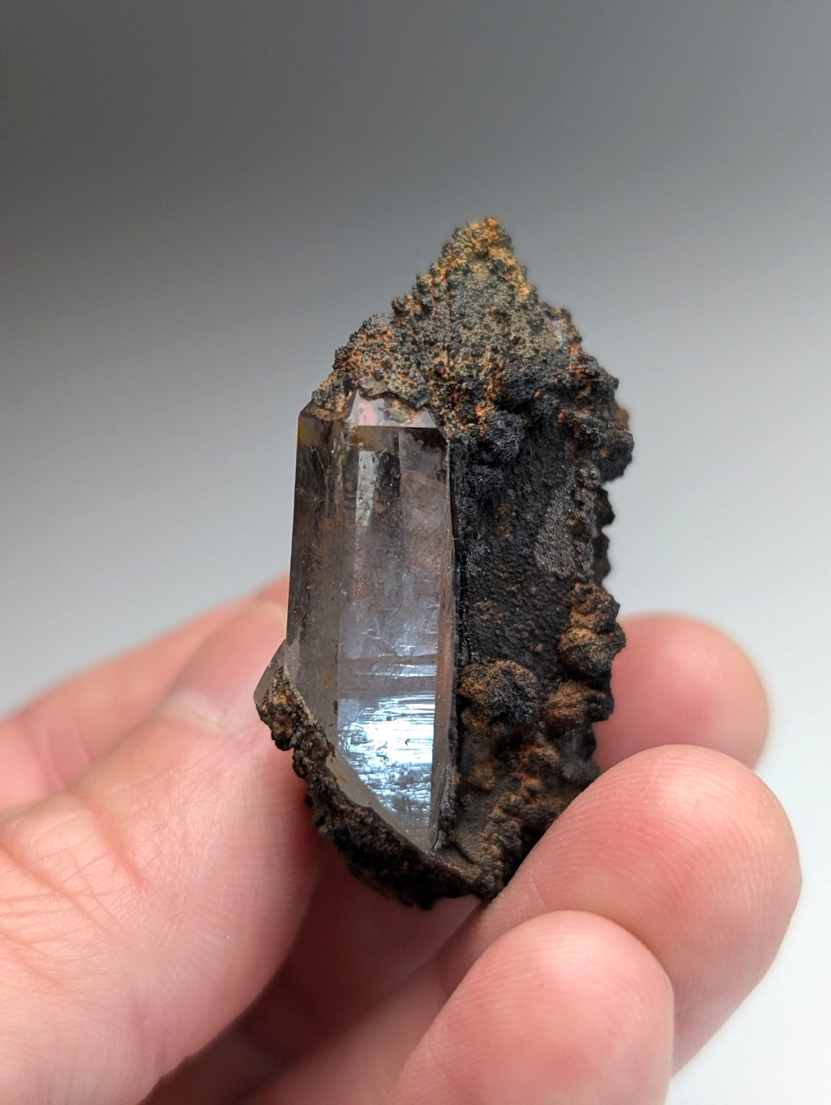 VERY Unique Goethite-capped Quartz Crystal, Montgomery County, Arkansas, USA