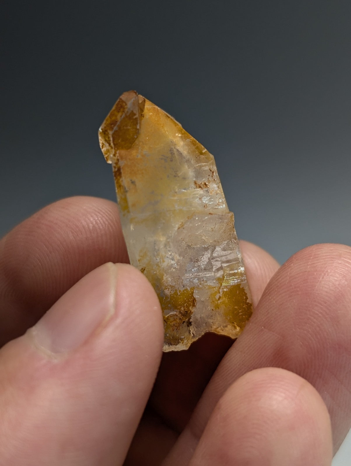 Adularia on Quartz Crystal Point, Double Terminated, Garland County, Arkansas
