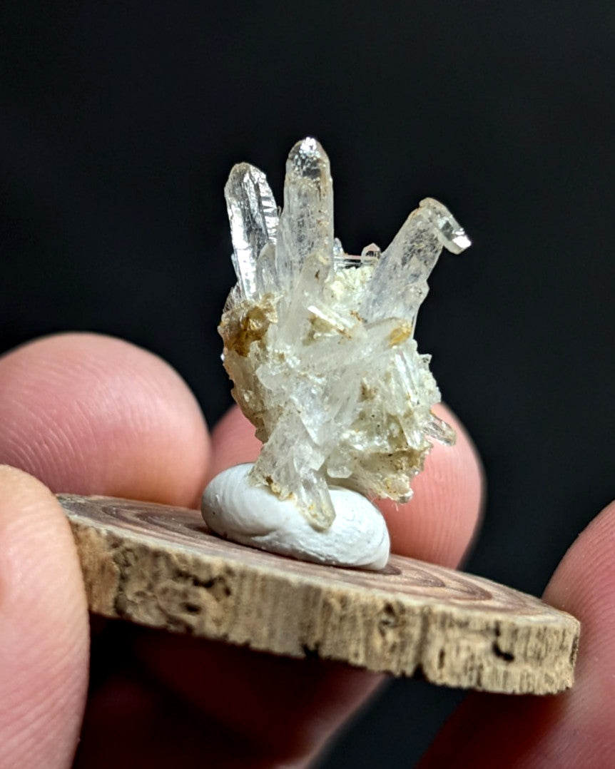 Solution Quartz Crystal Cluster, Old Stock, Jeffrey Quarry, Arkansas, w/ base
