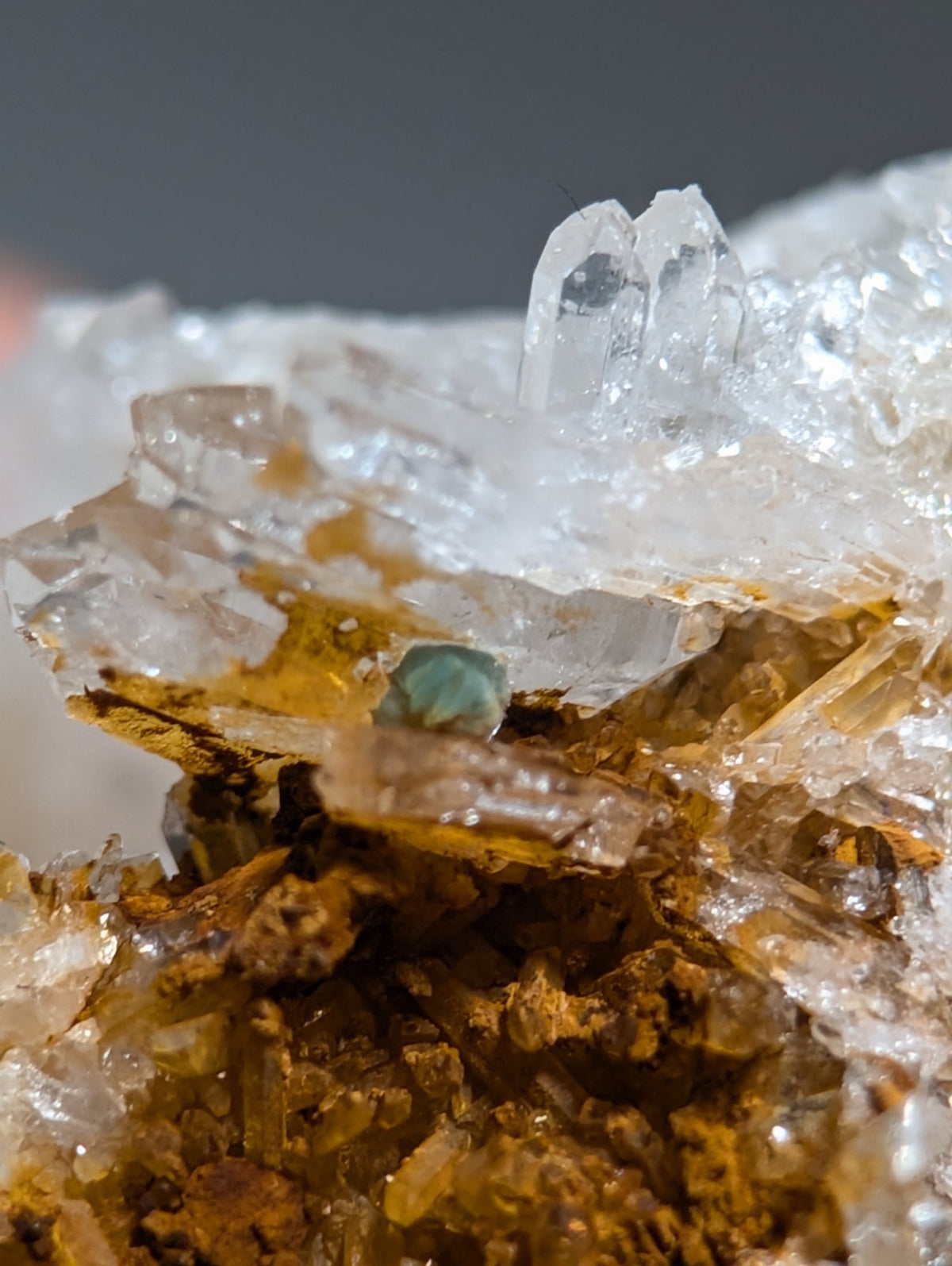 Blue-Green Cookeite on Solution Quartz, Saline County, Arkansas, Old Stock