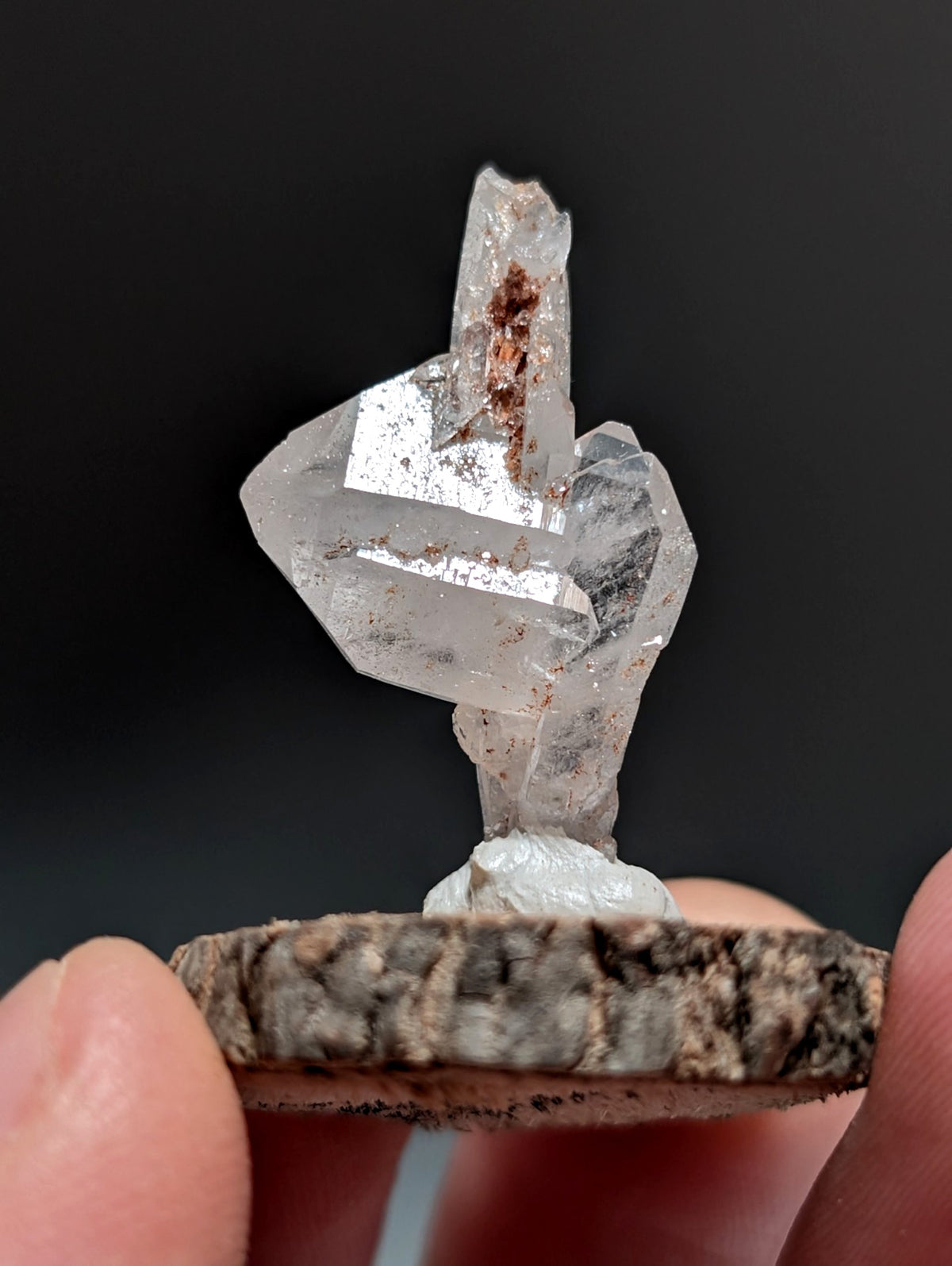 Faden Quartz, w/ Unique Growth, Montgomery County, Arkansas, + wood base
