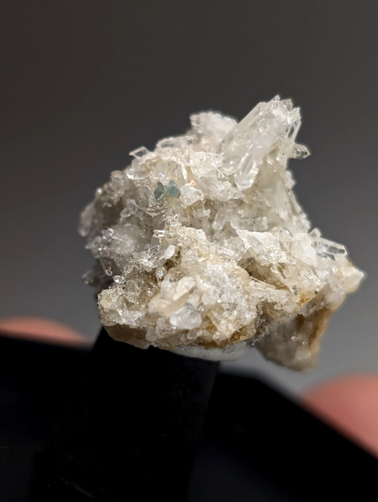 Blue-Green Cookeite on Solution Quartz, Saline County, Arkansas, Old Stock