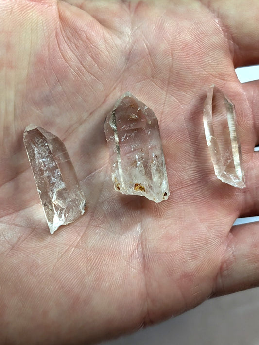 Set of 3 Arkansas Quartz Crystals w/excellent clarity, Unique & OOAK variety set