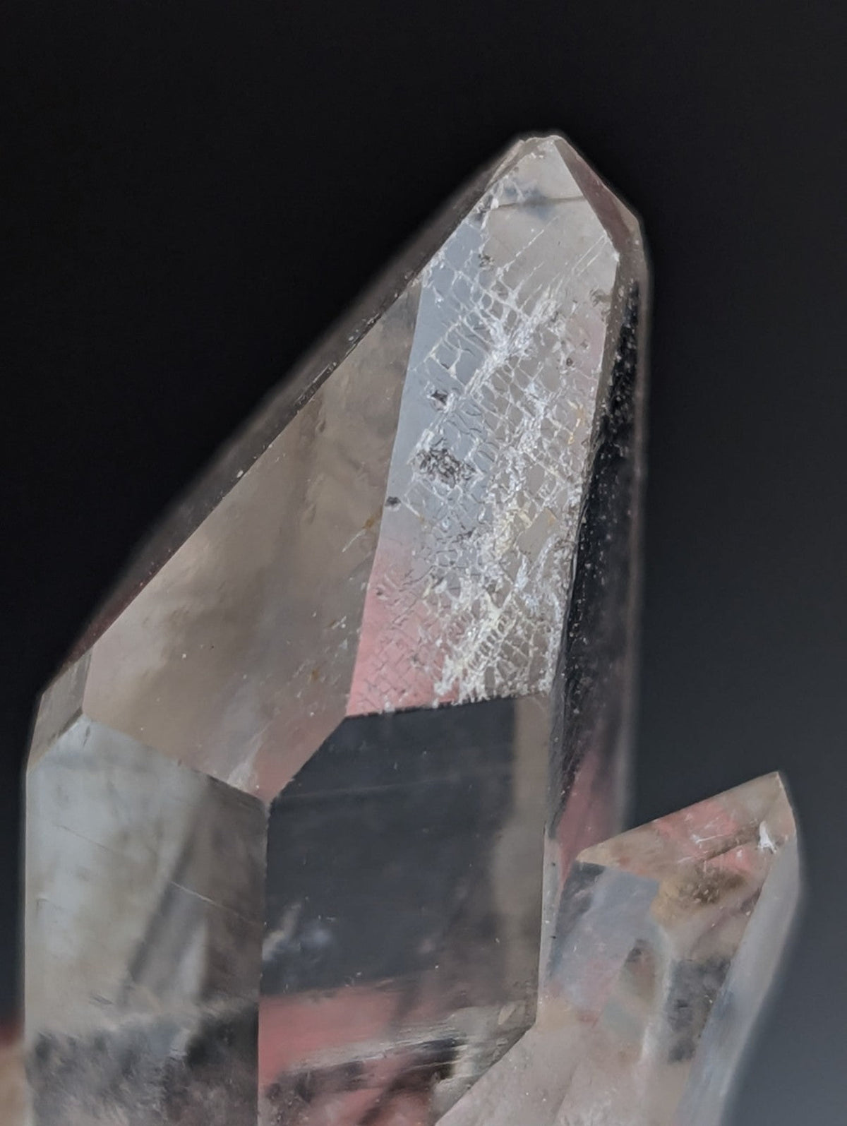 Unique Quartz Point, Old Stock, Garland County, Arkansas, w/ natural wood base