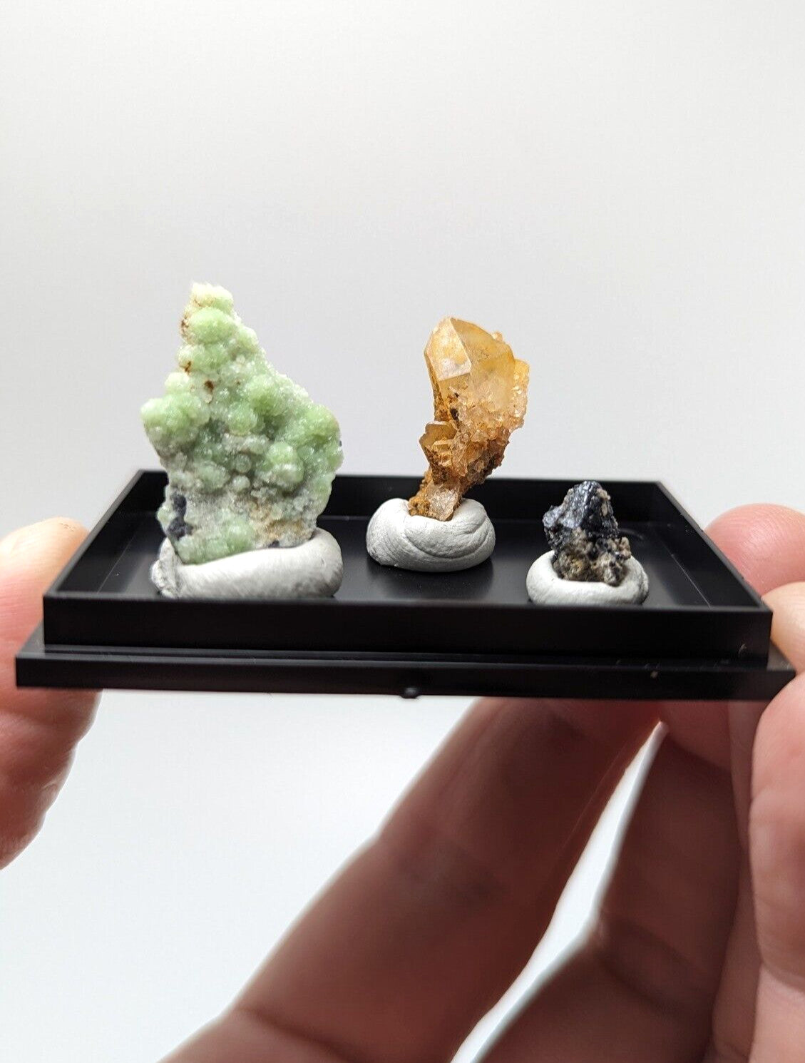 Wavellite + Quartz + Brookite Cluster - Set of 3 w/ case - Old Stock - Arkansas