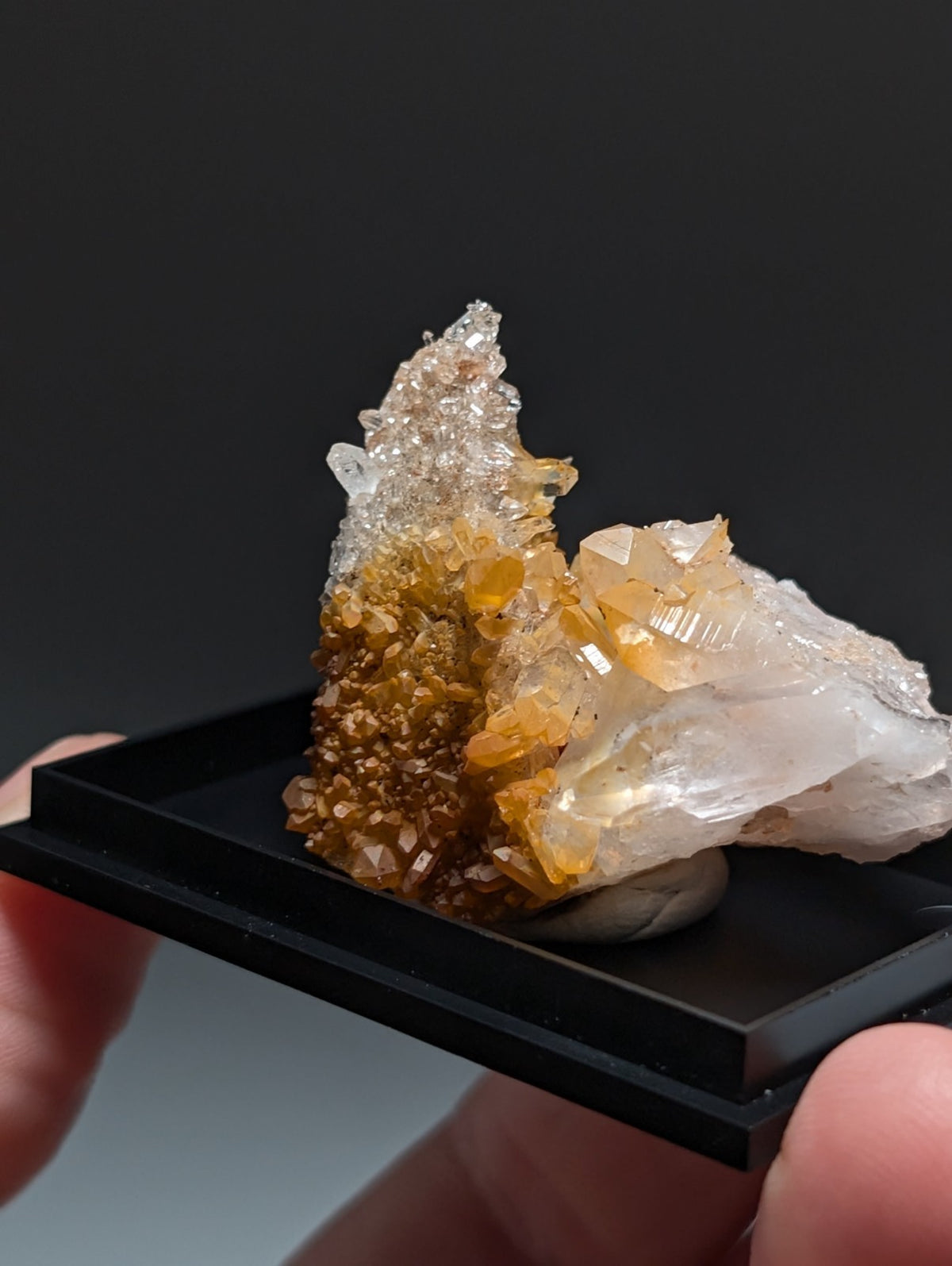 Pyramid Quartz Crystal Cluster, w/ photo case/mount, Montgomery County, Arkansas